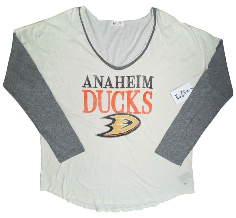Anaheim Ducks Womens X-Large '47 T Shirt Long Sleeve Beige Gray NHL Hockey New